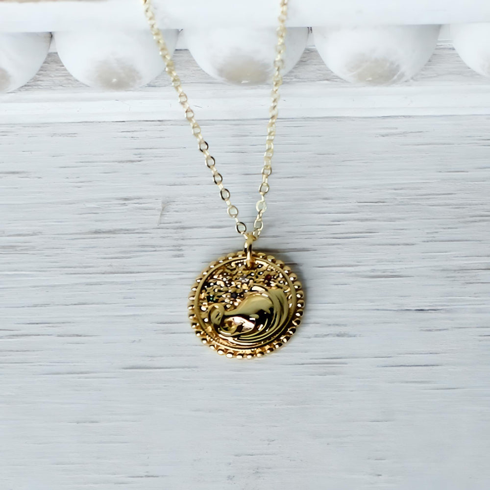 Aquarius Zodiac Medallion Necklace