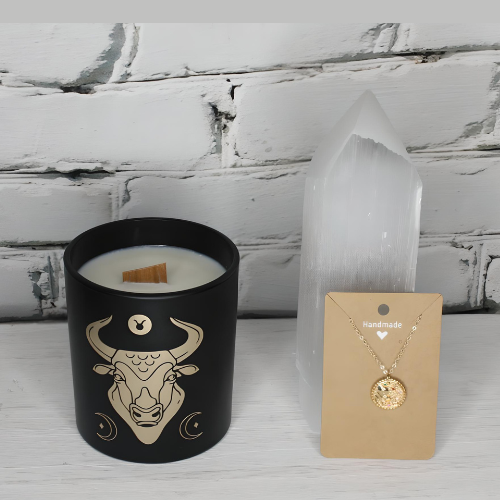 Taurus Gift Set- Candle & Medallion Necklace