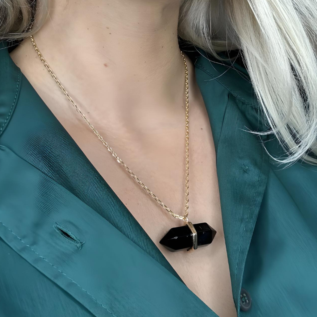 Onyx Natural Gemstone Necklace - 24K Gold Filled