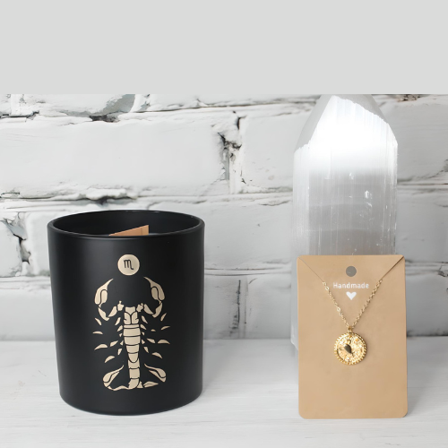 Scorpio Gift Set- Candle & Medallion Necklace