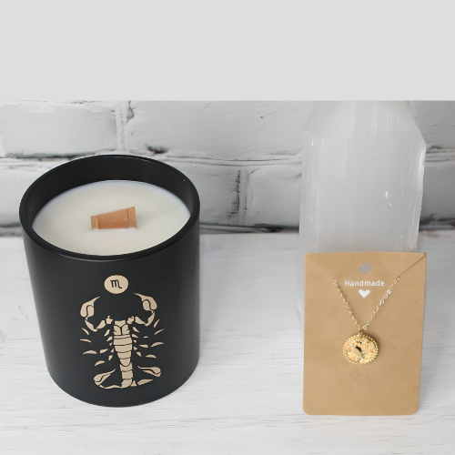 Scorpio Gift Set- Candle & Medallion Necklace