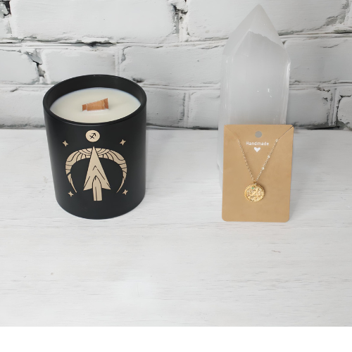 Sagittarius Gift Set- Candle & Medallion Necklace