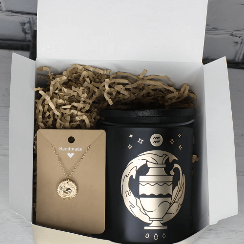 Aquarius Gift Set- Candle & Medallion Necklace