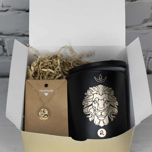 Leo Gift Set- Candle & Medallion Necklace