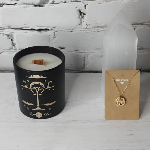 Libra Gift Set- Candle & Medallion Necklace