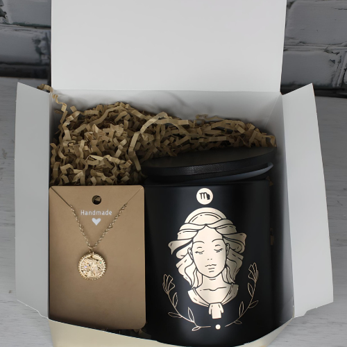 Virgo Gift Set- Candle & Medallion Necklace