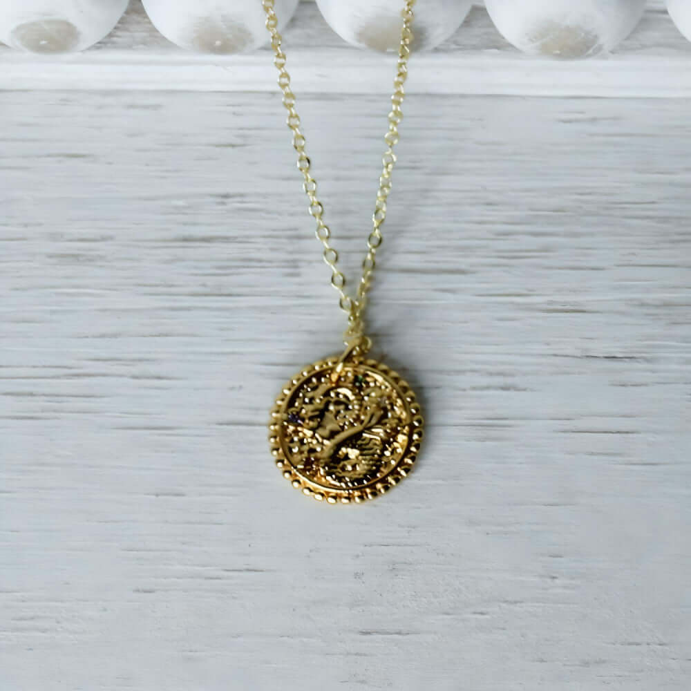 Capricorn Zodiac Medallion Necklace