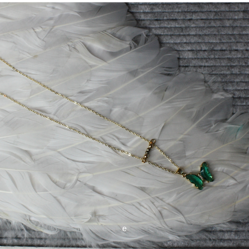 Pyrite Emerald Butterfly Necklace